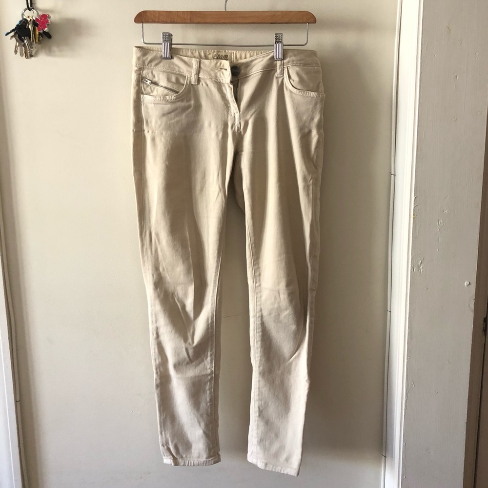 Zip Detail White Skinny Jeans